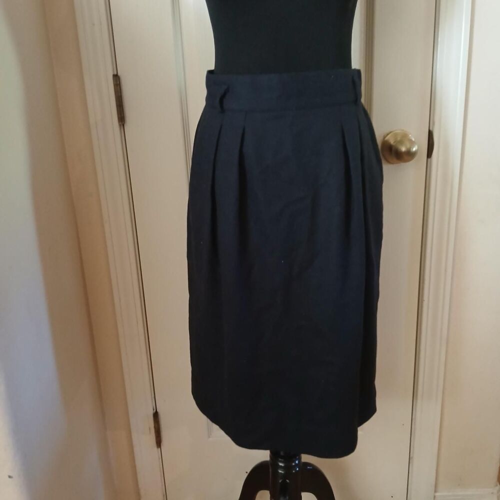 Vintage 90s Jones New York Navy Blue Wool Midi Skirt Made in USA 10 Office Siren